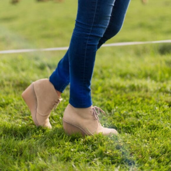 J Crew MacAlister Wedge Booties in color Sand, sz 10 - Excellent Condition! - Picture 4 of 9